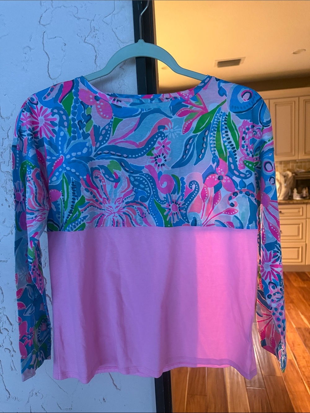 Lilly Pulitzer girls Pink Floral-Print Long Sleeve Top